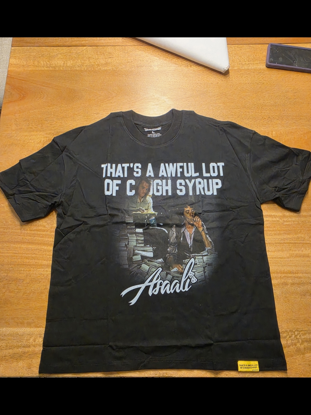 Asaali Men's Black Graphic Short-Sleeve Tee - Cough Syrup Artwork